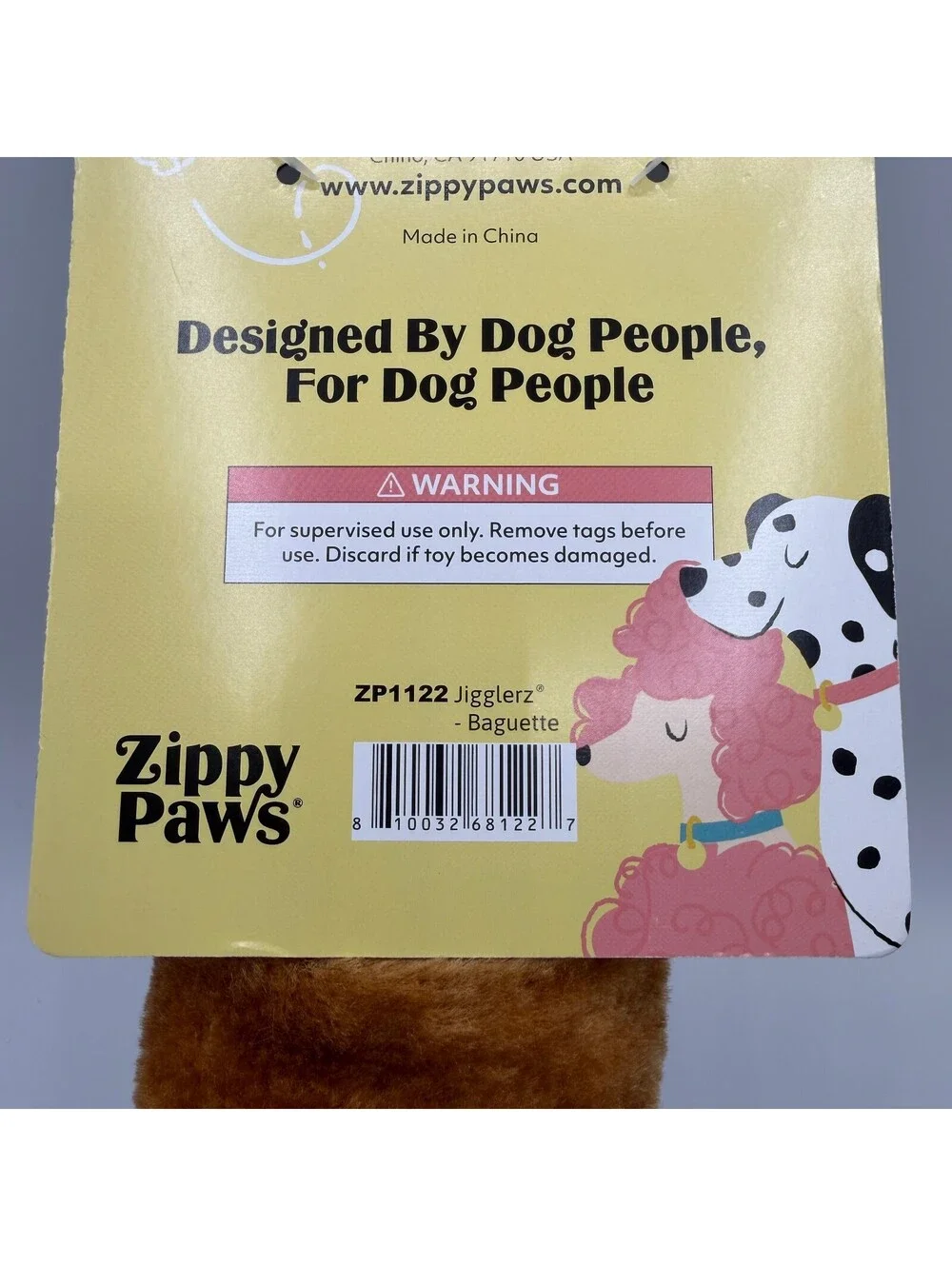 ZippyPaws Jigglerz Baguette Plush Squeaky Dog Toy Brown Bread ZP1122 Cute NWT